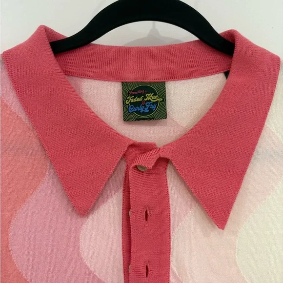 Jaded London Pink and Cream Wave Polo Shirt - Picture 3 of 3